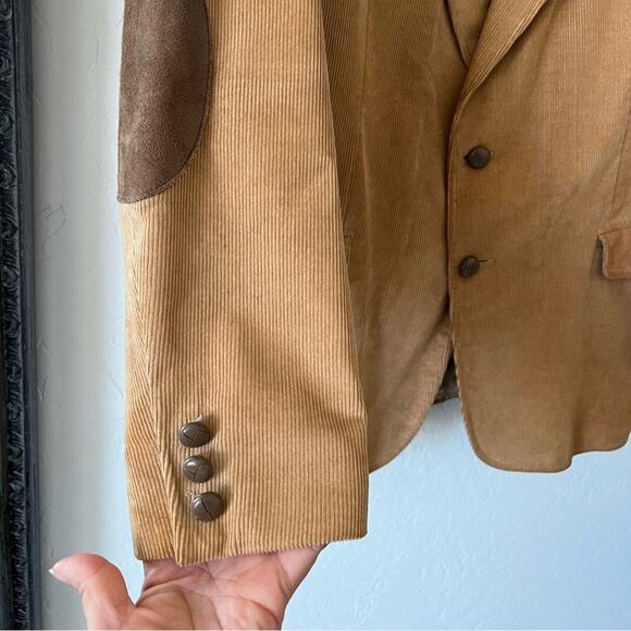 Western Classic Guy Garret Corduroy Blazer Jacket 42R Beige Elbow Pads - Picture 4 of 12